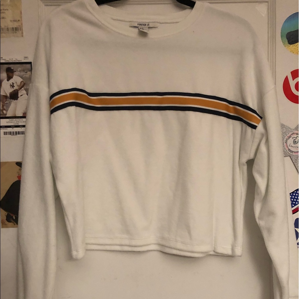 forever 21 NWOT white longsleeve croptop w stripe